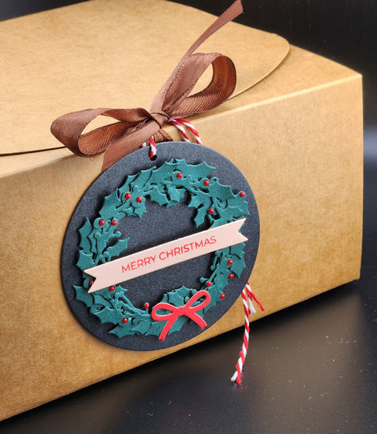 Empty Christmas Box + Wreath Gift Tag