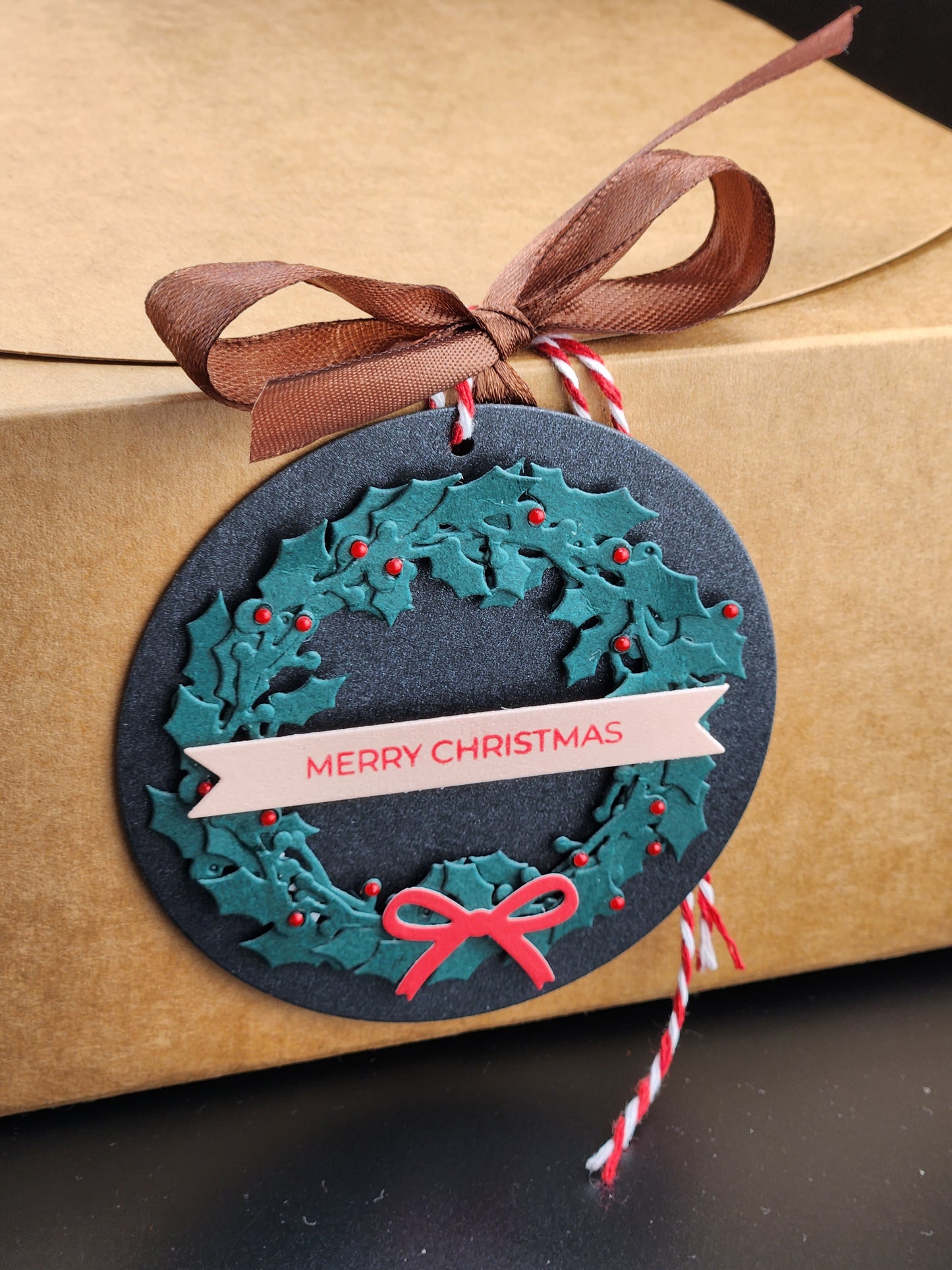 Empty Christmas Box + Wreath Gift Tag