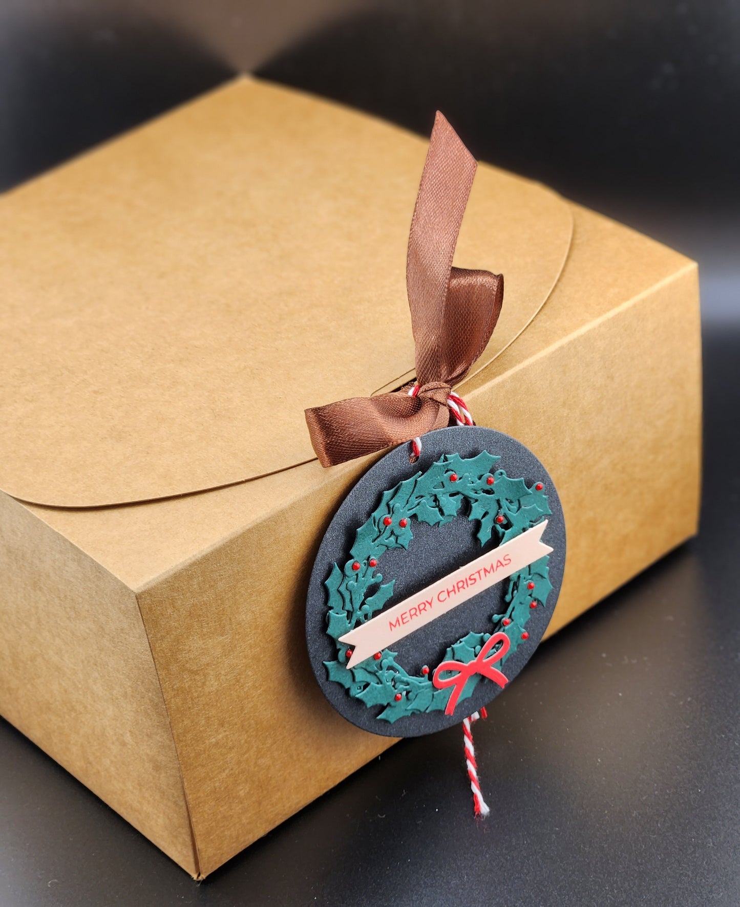 Empty Christmas Box + Wreath Gift Tag