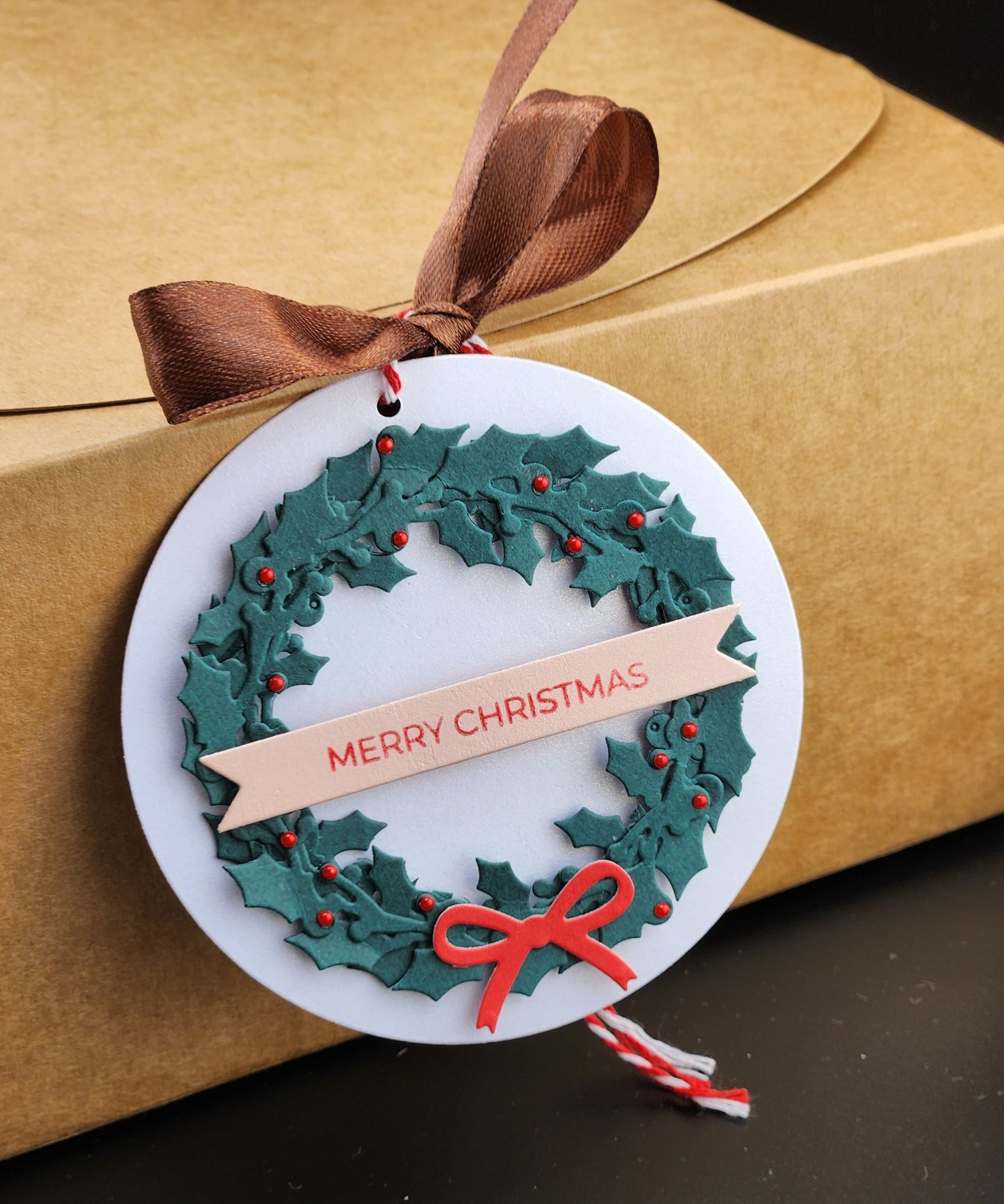 Empty Christmas Box + Wreath Gift Tag