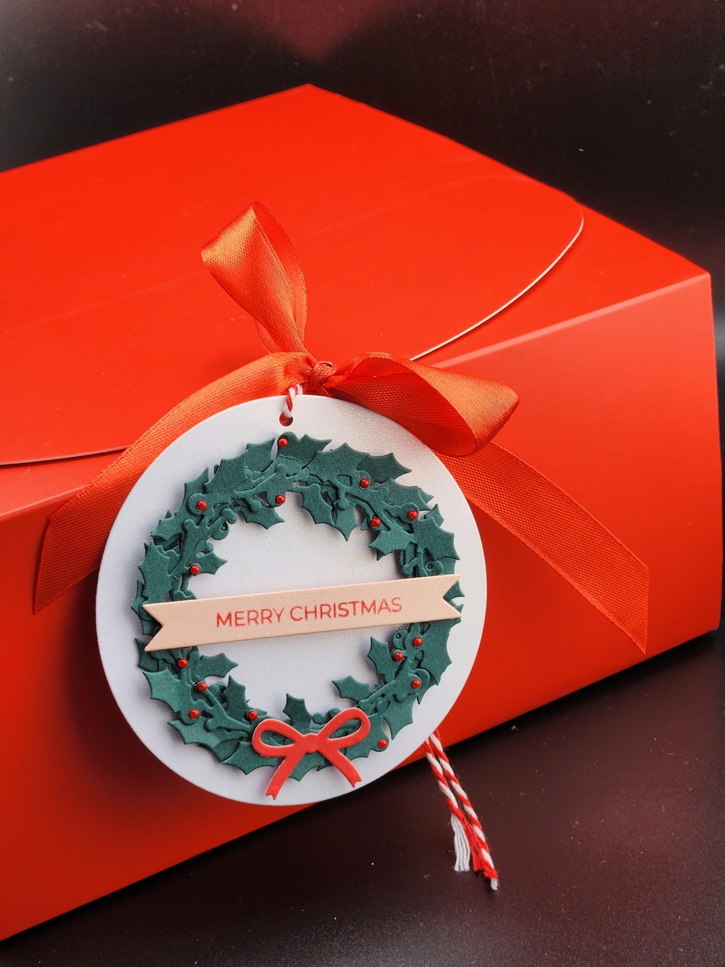 Empty Christmas Box + Wreath Gift Tag