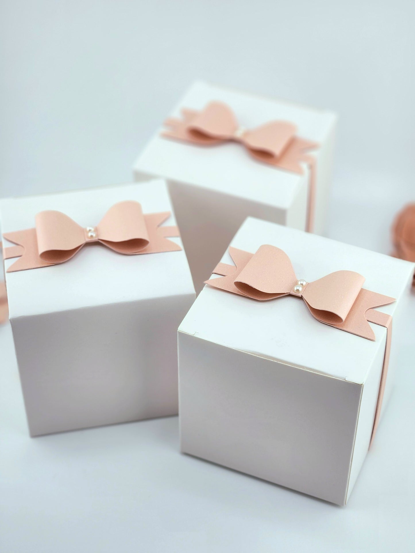 Ribbon Favor Boxes with Pearls - Set of 3