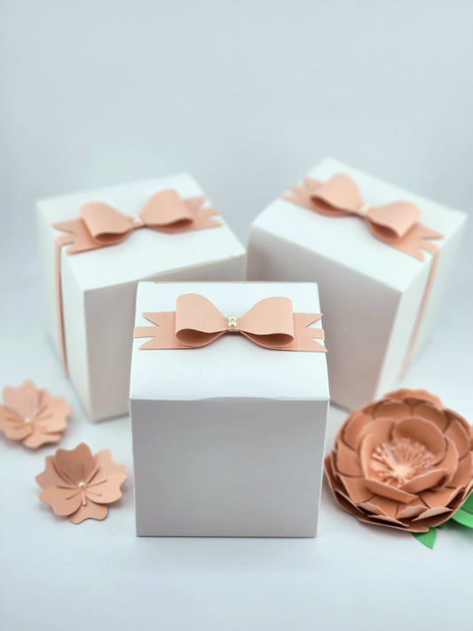 Ribbon Favor Boxes with Pearls - Set of 3