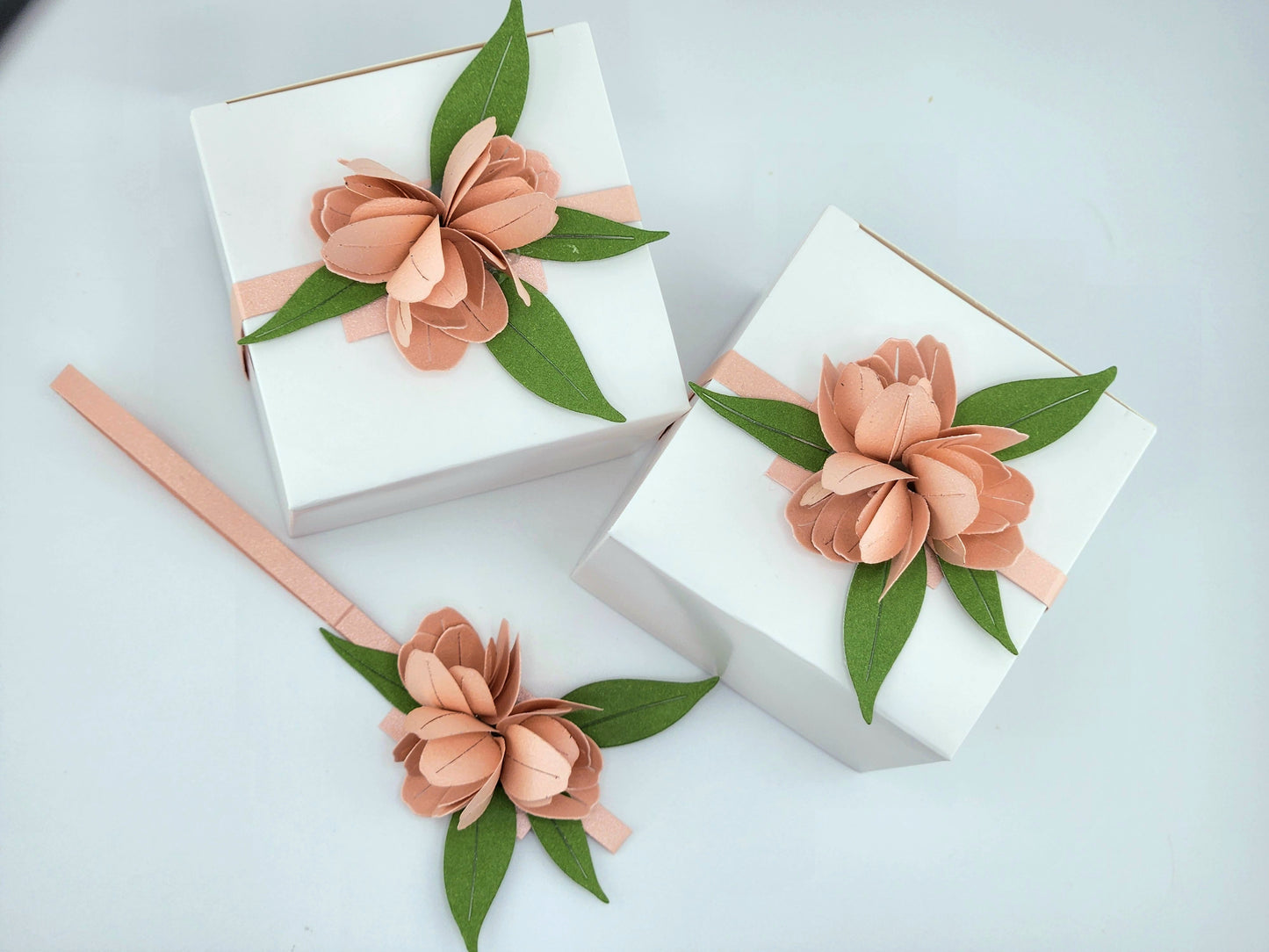 Elegant Pink Tulip Favor Boxes - Set of 3