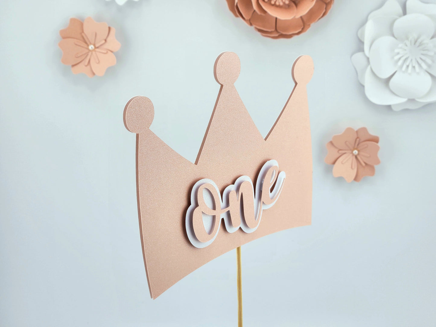 Crown "One" 1st Birthday Cake Topper