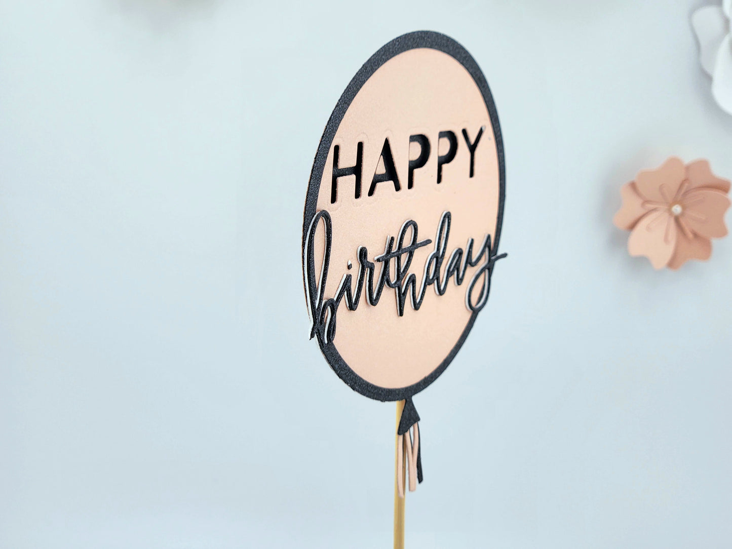 Black & Pink Birthday Cake Topper