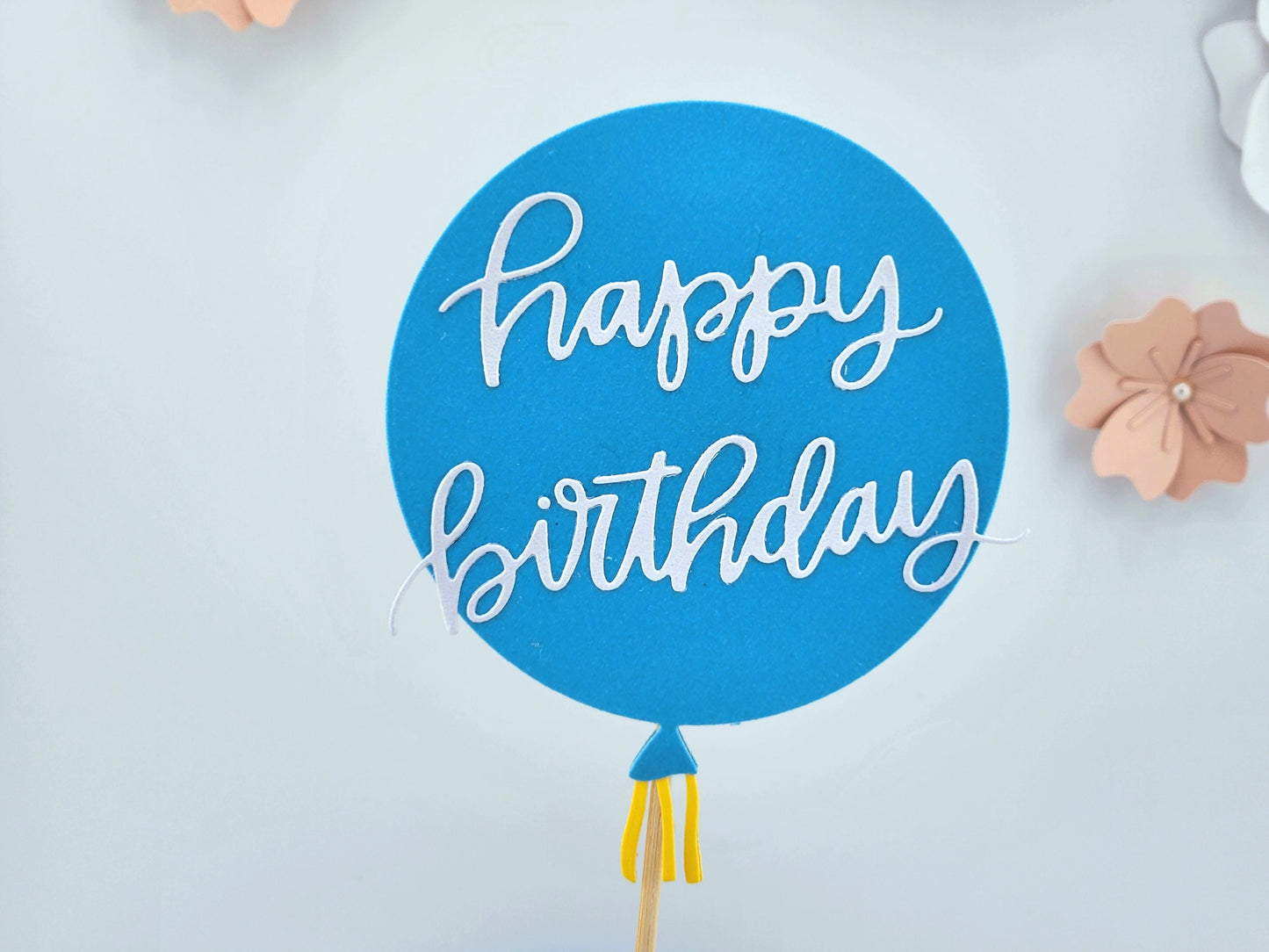 Blue Balloon Happy Birthday Cake Topper