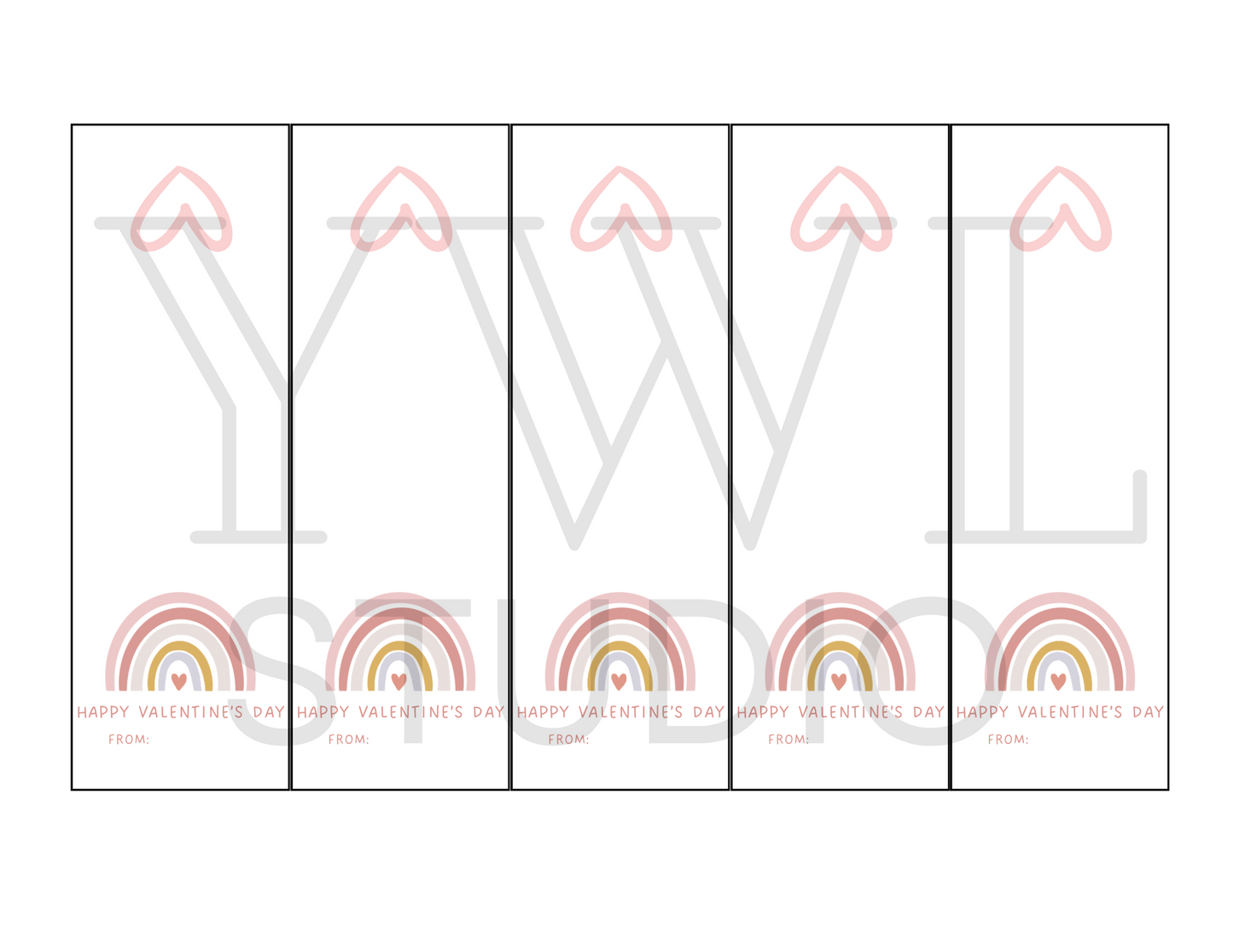 *Digital Download* Valentine's Day Rainbow Lollipop Holders Printable