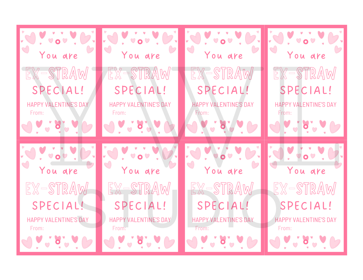 *Digital Download* Valentine's Day Gift Tags "You are Ex-Straw Special" Printable File