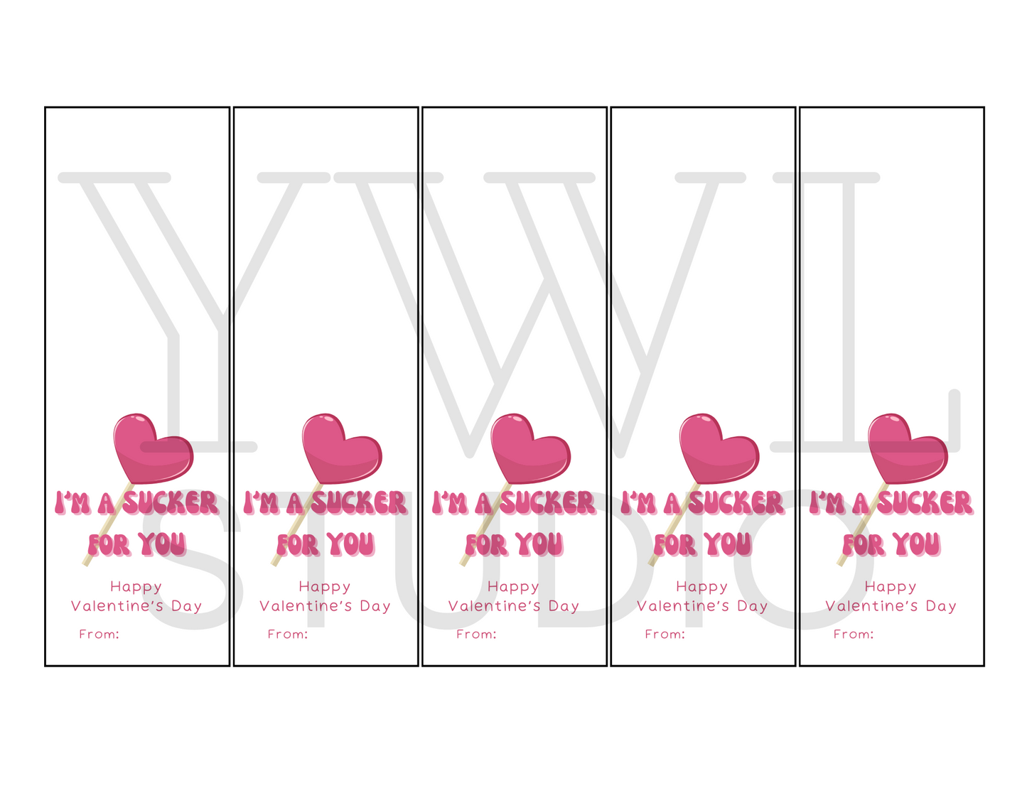 *Digital Download* Retro Pink Valentine's Day Lollipop Holders Printable