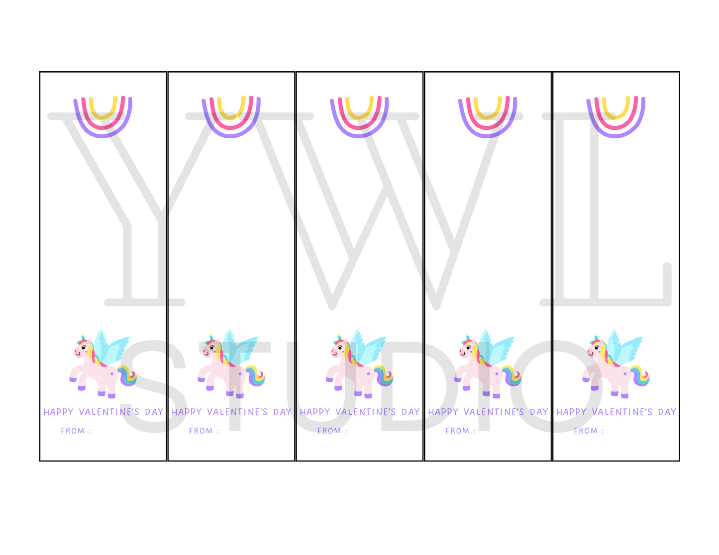 *Digital Download* Unicorn Valentine's Day Lollipop Holders Printable